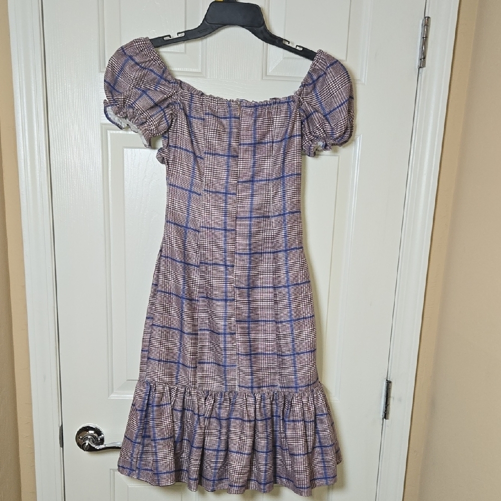 Y.SWAG SMALL & CLEVER Lil Off-Shoulder Midi Dress Naughty or Nice Plaid Flirty - Picture 9 of 10